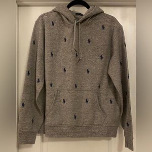 Polo Ralph Lauren All Over Pony Grey Pullover Hoodie Large